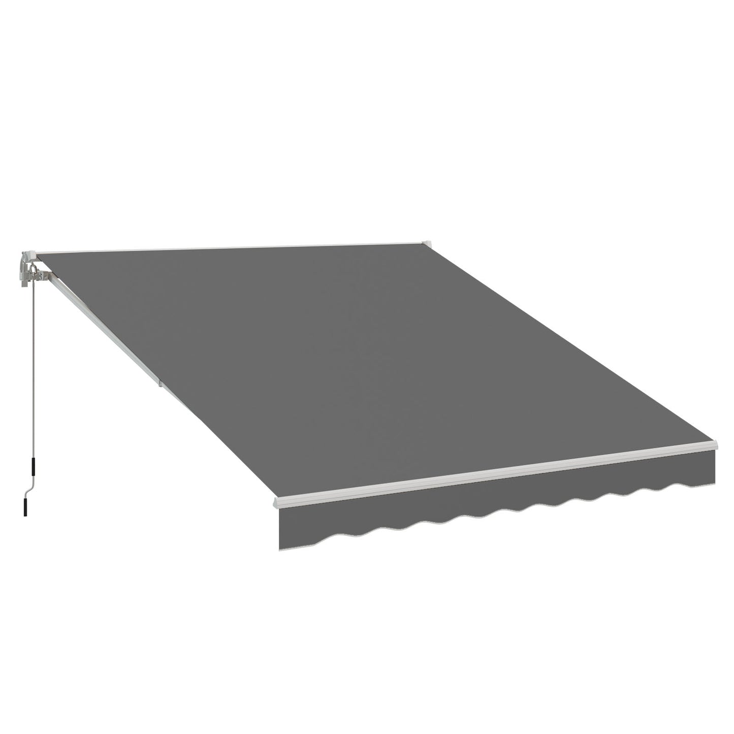 AECOJOY 8' x 10' Manual Retractable Patio Awning,Outdoor Awning Retractable Sunshade Shelter in Gray