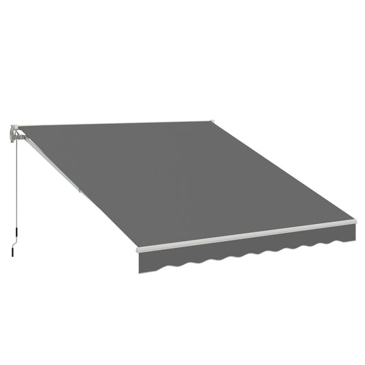 AECOJOY 8' x 10' Manual Retractable Patio Awning,Outdoor Awning Retractable Sunshade Shelter in Gray