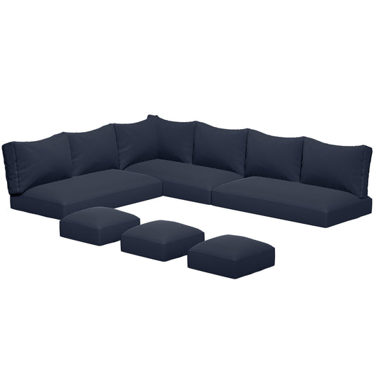 YODOLLA Outdoor Cushions, 4 inch Patio Cushions for Outdoor Furniture, Replacement Cushions Fits 7-Seats Sectional Rattan Conversation Set, Splashproof, Memory Foam Cushions and Covers (Navy)