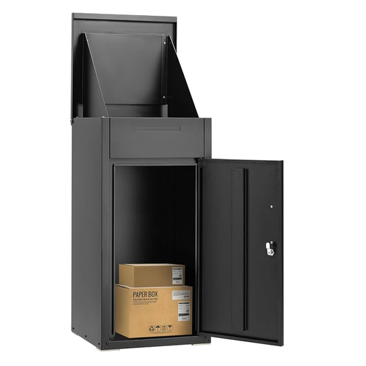 AECOJOY Package Delivery Boxes for Outside Parcel Drop Box Outdoor Storage Box Wall Mounted Express Mail Package Delivery Box 17" x 16" x 38.3" Black