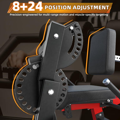 YODOLLA Adjustable Leg Extension & Curl Machine for Thigh Workout, Heavy-Duty Plate-Loaded Home Gym Equipment, Fits 1''/2'' Weight Plates with Wheels