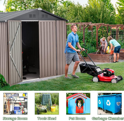 AECOJOY 7' x 7' Outdoor Metal Storage Shed on Clearance with Lockable Door for Backyard