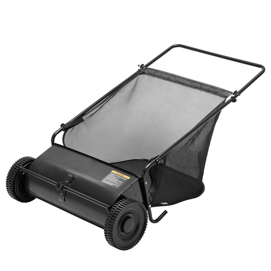 JFHID Push Lawn Sweeper,26 in Leaf & Grass Collector with 7 cu. ft.Hopper Bag Heavy Duty Yard Sweeper with 10" Rubber Wheels for Lawn