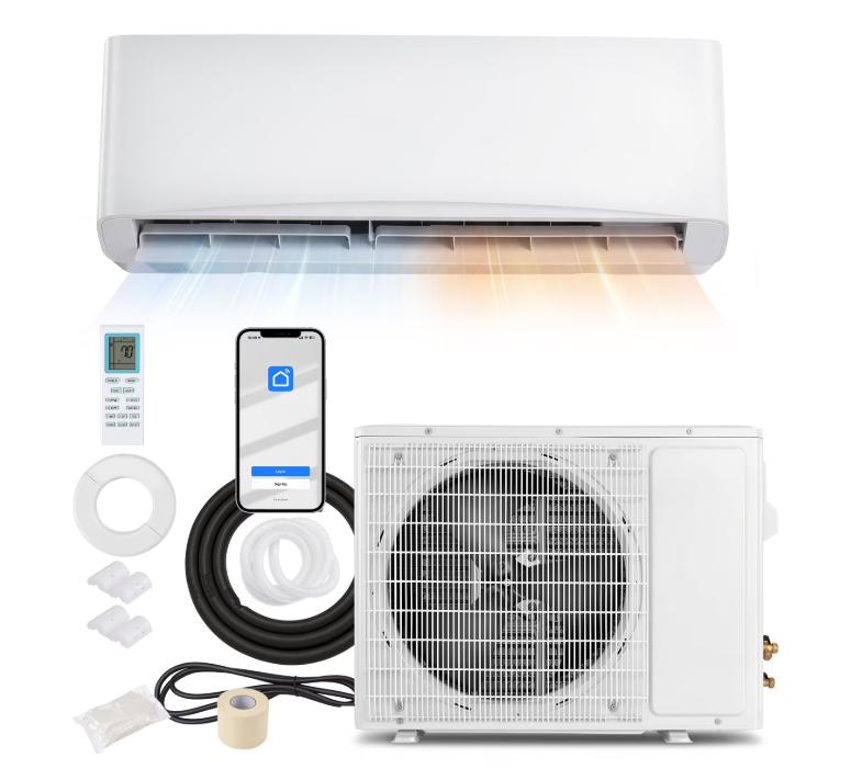 JFHID 12000 BTU Mini Split Air Conditioner & Heating System,115V, 17 SEER2 Wall-Mounted AC Unit , Inverter,WiFi & App Enabled, Cools up to 750 Sq.Ft, Installation Kit Included