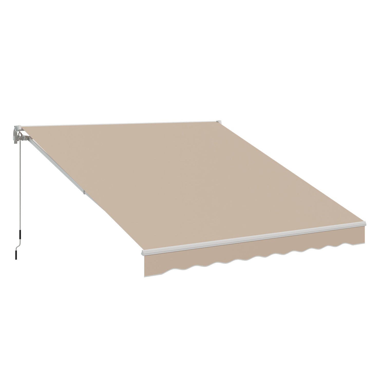 AECOJOY 10x8FT Outdoor Awning, Patio Sun/Rain Shelter w/Manual Crank, Beige