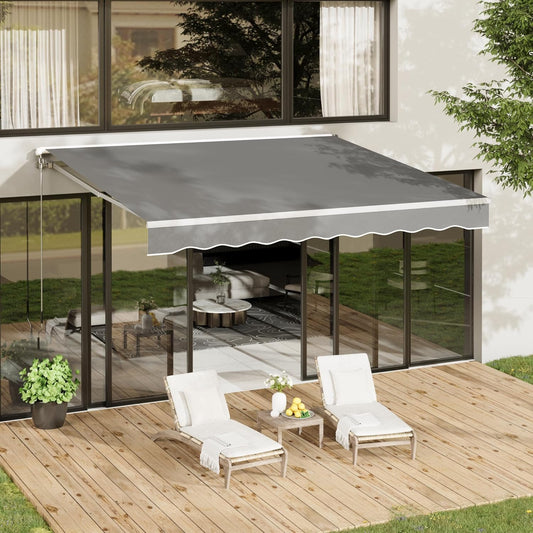 YODOLLA 8.2'×6.5' Manual Retractable Awning Sun Shade Patio Awning Cover Outdoor Patio Canopy Sunsetter Deck Awnings with Manual Crank Handle, Gray