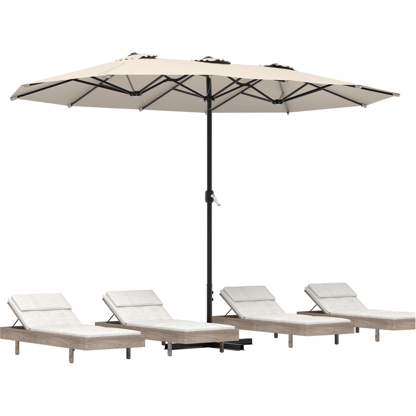 AECOJOY 15 Ft Patio Double Sided Umbrella Large Outdoor Umbrella - Beige